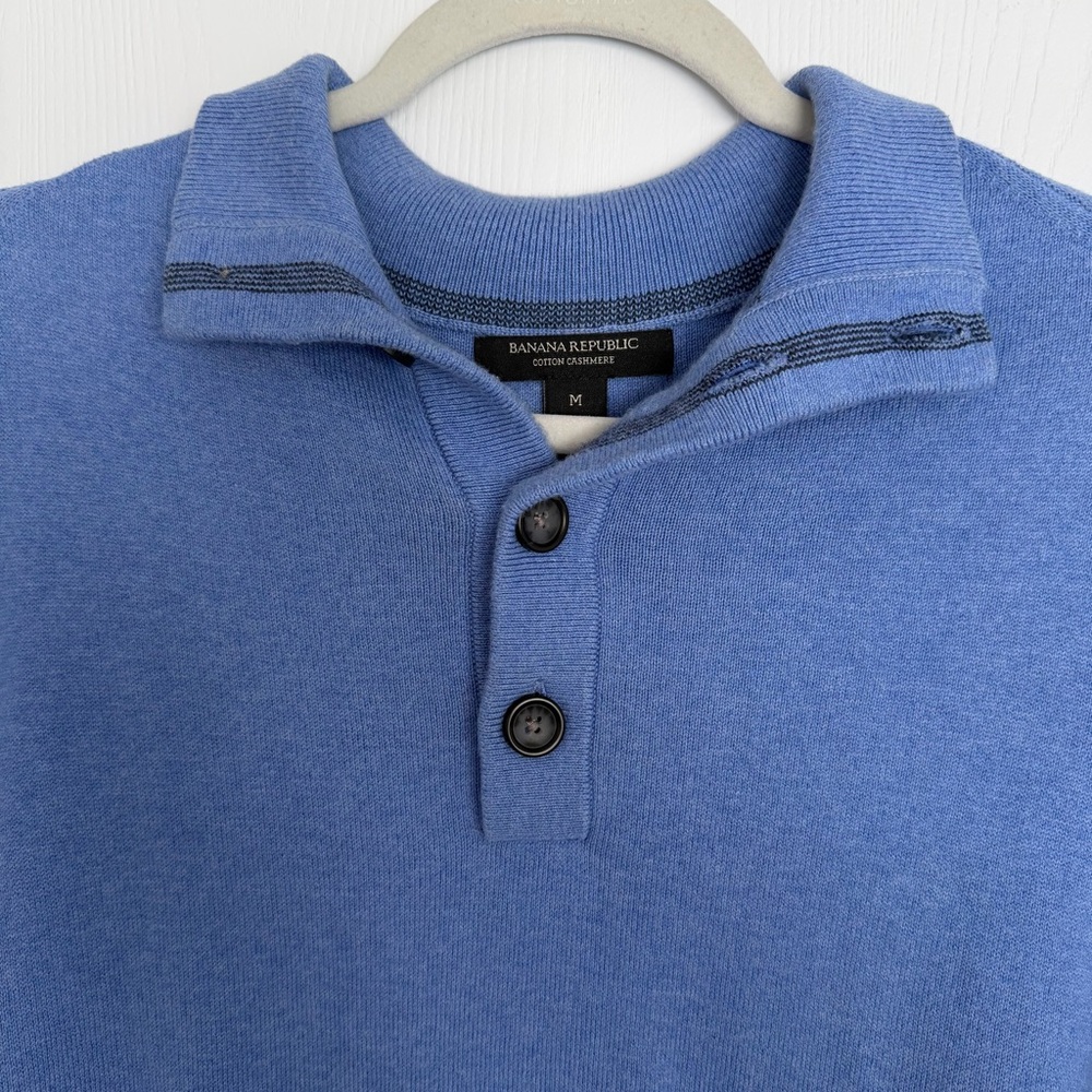 Banana Republic Men's Cotton Cashmere Sweater Blue - Picture 3 of 7